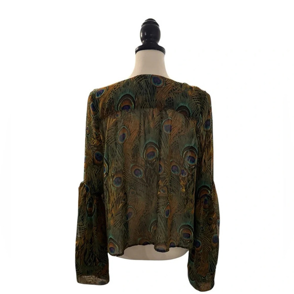 Peacock print sheer blouse - size M/L - Picture 2 of 8